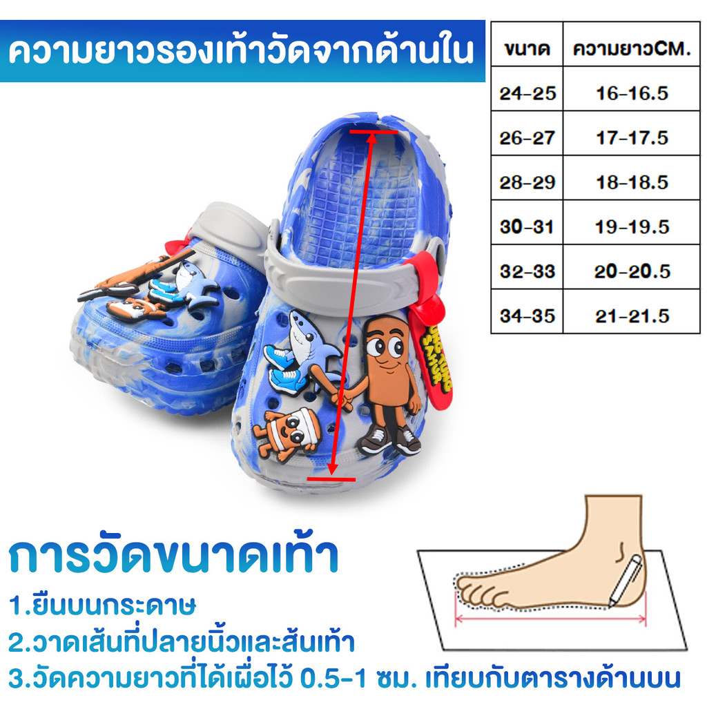 รองเท้าแตะเด็กลายการ์ตูน TUNG SAMUR นุ่ม ใส่สบาย กันลื่น ระบายอากาศดี ใส่กันน้ำกันลื่นไม่กัดเท้าที่สำคัญน้ำหนักเบา รูปที่ 7