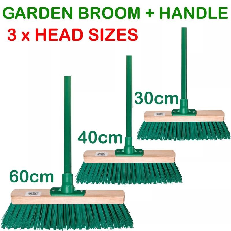 HOMESHOPA Heavy Duty Outdoor Broom Sweeping Brush, Stiff PVC Bristle Wooden Head with Metal Handle, 