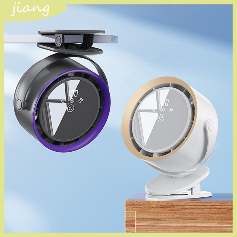 JN พัดลมตั้งโต๊ะทรงพลังขนาด 6 นิ้วแบบชาร์จไฟได้ 5 ความเร็วปรับได้ LED แผงอิเล็กทรอนิกส์คลิป Mountabl