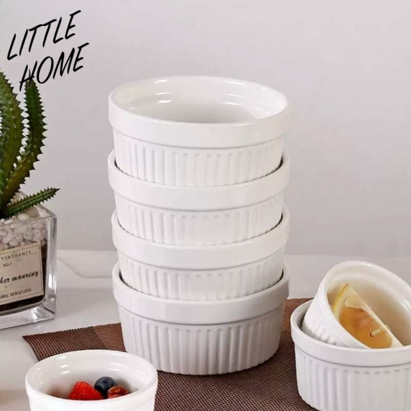 LITTLEHOME ถ้วยคัพเค้ก ถ้วยน้ำจิ้ม ถ้วยอบขนม เซรามิค 7.5/9/10cm เข้าไมโครเวฟ ได้เข้าเตาอบได้ (A3)