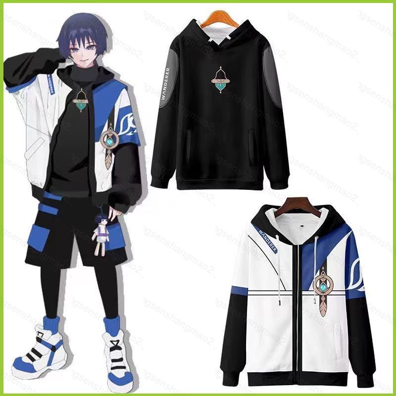เสื้อโค้ทซิปฮูดี้ Cosplay Wanderer Kabukimono Balladeer จาก Genshin Impact ไซส์ใหญ่