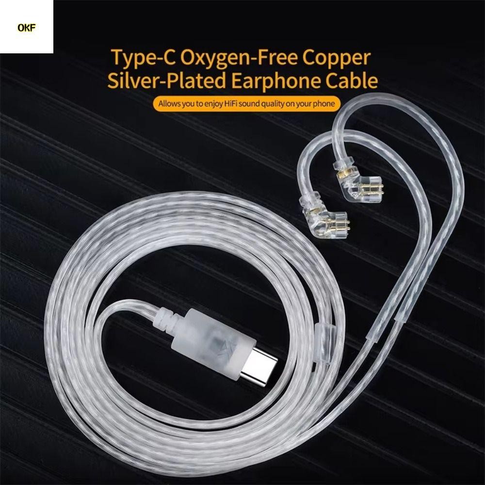 OKF KZ สายหูฟัง,สายอัพเกรดความบริสุทธิ์สูง KZ Type-C,สําหรับ KZ ZS10 PRO-Plated Pin พร้อมไมโครโฟน Si