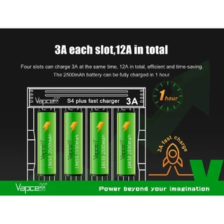 ที่ชาร์จถ่าน 2025 V3.0 Vapcell S4 Plus ที่ชาร์จถ่านเอนกประสงค์ Li-ion / Ni-Cd / Ni-MH ชาร์จไว ฟังค์ชั่นครบ