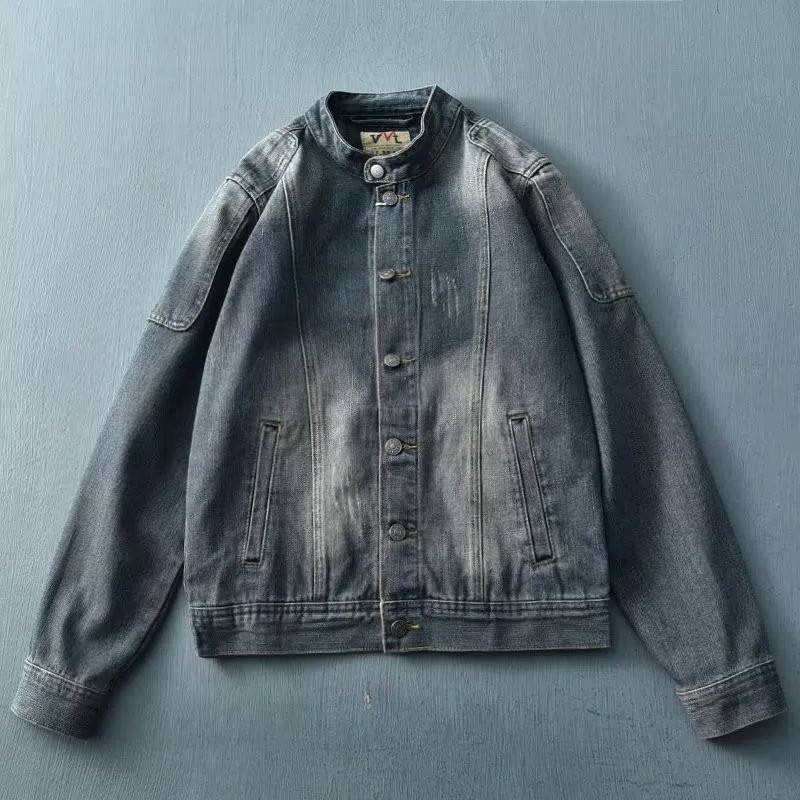 Stand Collar Retro Do The Old Cowboy Jacket เย็บ Overalls Men