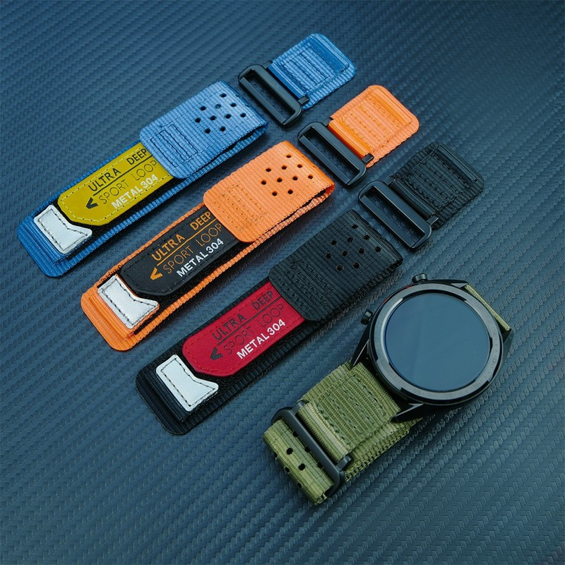 20 มม.22 มม.ไนลอน Velcro สําหรับ Amazfit T-Rex3 Pro Balance 2 TREX3 Pro Cheetah Pro รอบ GTR GTS 4 3 