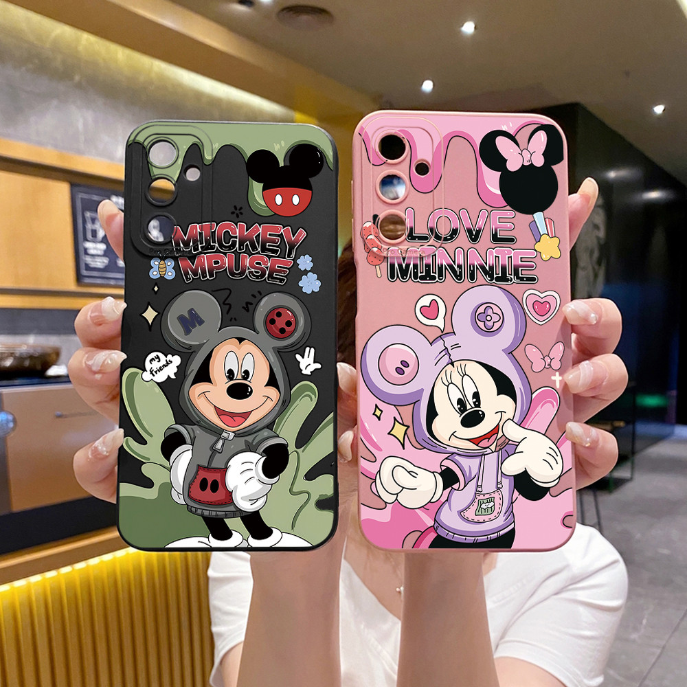 เข้ากันได้กับ Samsung Galaxy A07 A17 A16 A06 A15 A05 A35 A55 A14 A34 A54 A33 A53 A73 A32 A52S น่ารัก Mickey Minnie กรณี TY ฝาครอบ