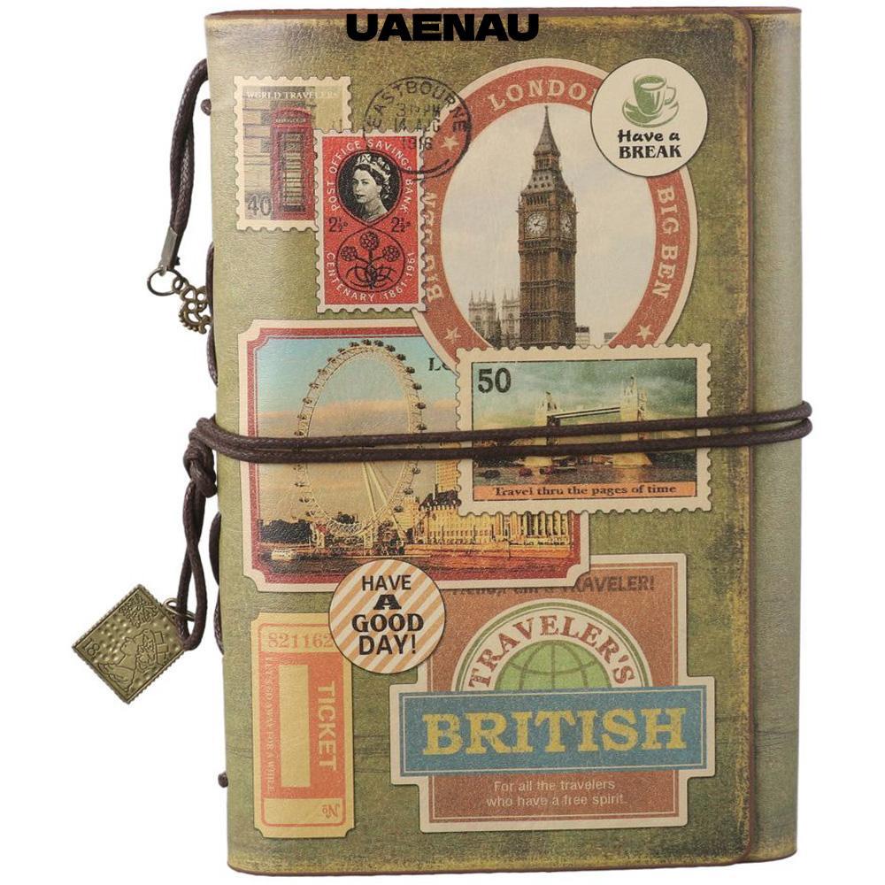UAENAU Journal, Leather Classic Traveler Notebook, Travel Diary Refillable Vintage Writing Pads Gift