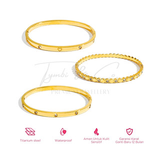 Tymbi&Co - Basic Bangle Bracelet Collection  | Gelang Bangle Simple Anti Karat Titanium