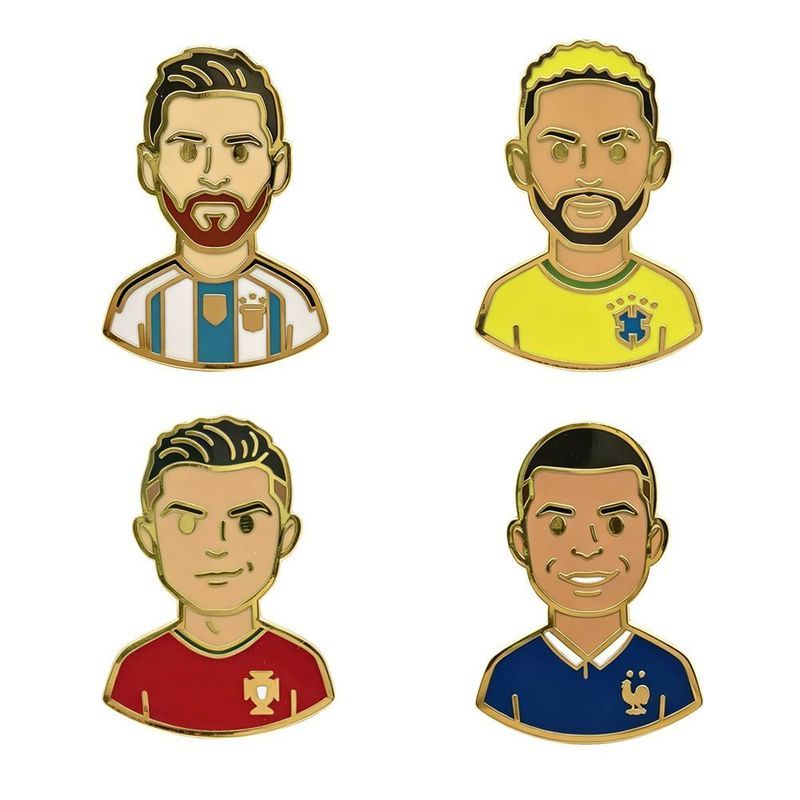 World Cup Football Metal Badge Messi Nemar C Rombappe Planet เข็มกลัด Fan Medal pins6.15 j
