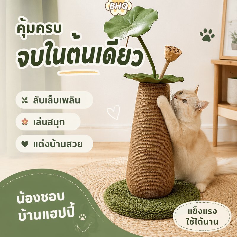 BHQ ที่ลับเล็บแมว รูปแจกันใบบัว คอนโดแมว ทนต่อการขีดข่วน ไม่หล่นเศษขน ไม่หล่นเศษใช้ยาวนาน