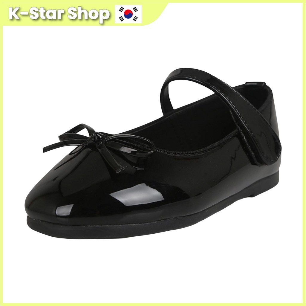 [Supen kids] Ballerina Ribbon Cushion Flat Shoes, สีดํา, 1 ชิ้น / Korean Ballerina Flats / Cushion C