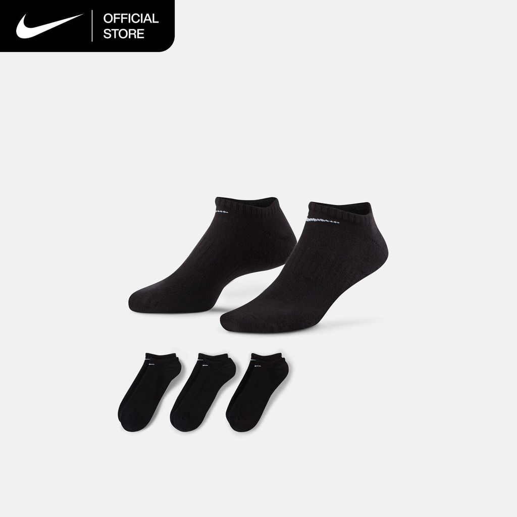 Nike Everyday Cushioned Training No-Show (3 Pairs) Socks - Black [SX7673-010]