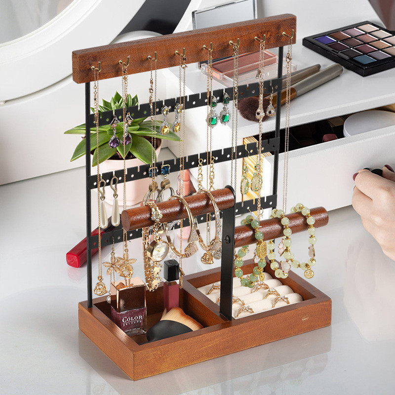 Original Design Dual-Axis ผู้ถือสร้อยข้อมือ 5 ชั้นเครื่องประดับที่ถอดออกได้แหวนต่างหูชั้นเก็บสร้อยคอ