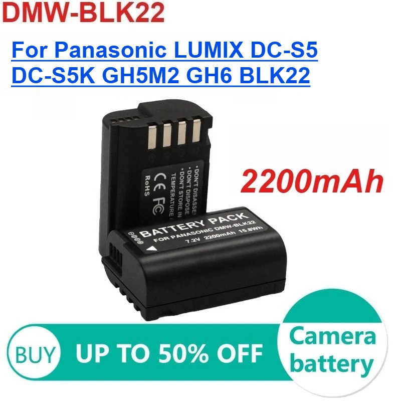 DMW-BLK22 DMW BLK22 แบตเตอรี่กล้องสําหรับ Panasonic LUMIX DC-S5 DC-S5K GH5M2 GH6 BLK22 เปลี่ยนแบตเตอ