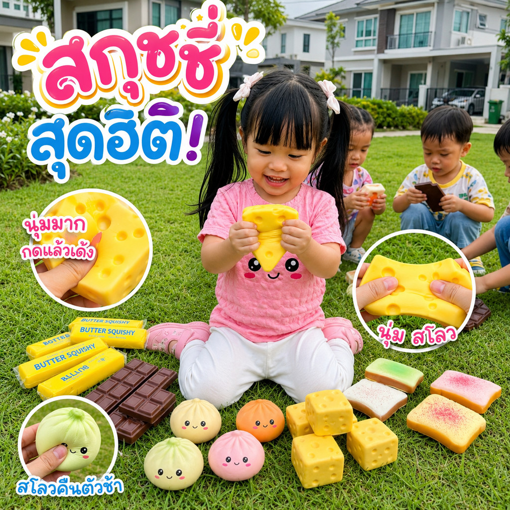 พร้อมส่ง เสย สุดฮิต   สกุชชี่เนยสุดนุ่ม บีบเพลินจนวางไม่ลง!   ของเล่นสกุชชี่ คลายเครียด   สกุชชี่ Squishy ของเล่นบีบอัด
