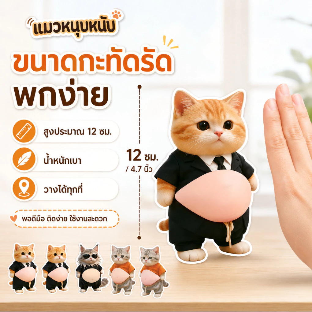 สกุชชี่ท้องแมวสามมิติ Fidget ของเล่นบีบคลายเครียด thumbnail 10