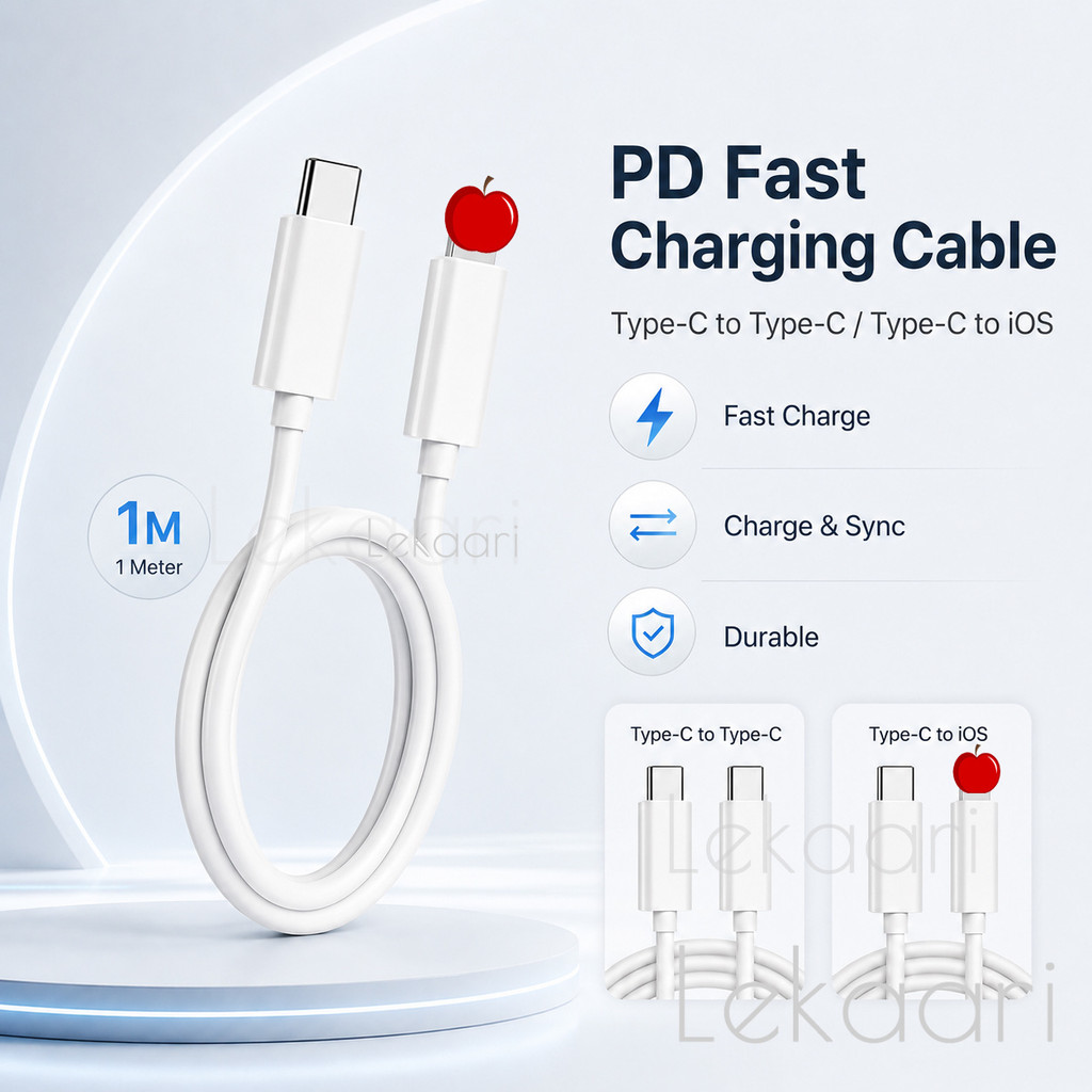 1M PD สายชาร์จเร็ว Type-C USB C สําหรับ iOS 3A Data Sync สายชาร์จ