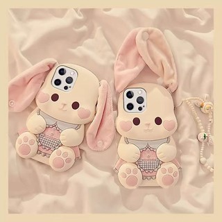 Softcase Telinga Kelinci Mewah Berbentuk Hati – Casing Unik & Imut untuk iPhone 17 ProMax new