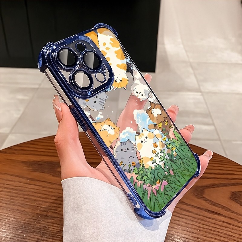 ชัดเจน เคส สำหรับ Samsung S25 S26 S24 S23 S22 S21 Ultra Plus FE 5G หรูหราแมวน่ารักโปร่งใสชุบกันกระแทกกรณีโทรศัพท์นุ่ม