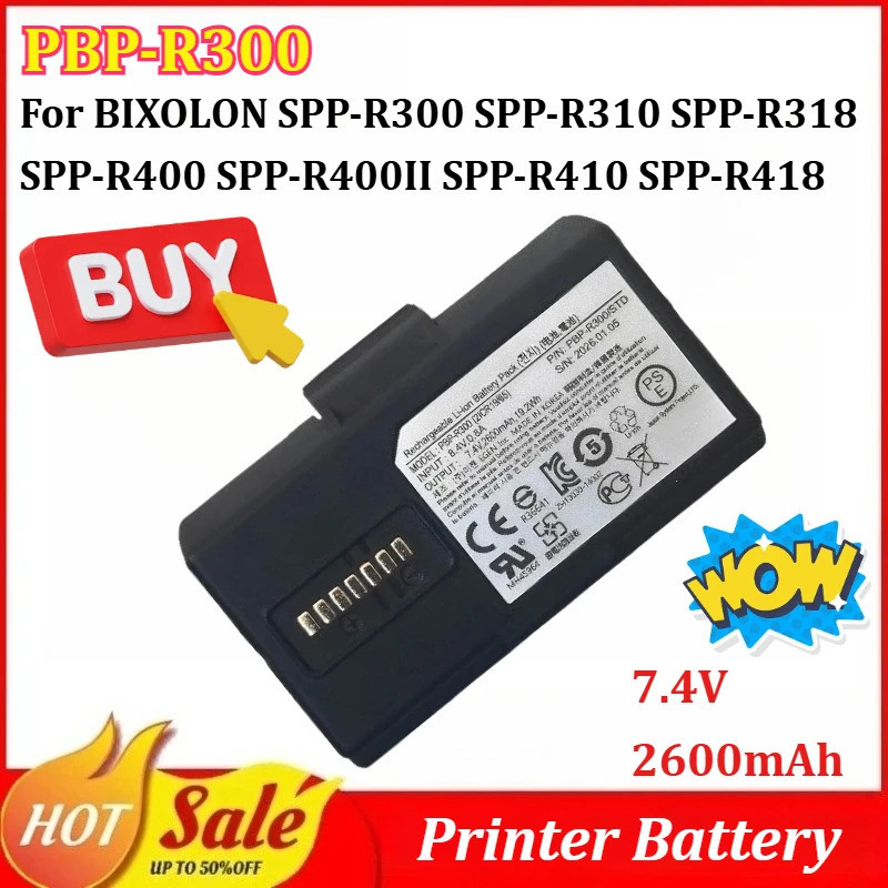 PBP-R300 7.4V 2600mAh แบตเตอรี่เครื่องพิมพ์สําหรับ BIXOLON SPP‐R300 SPP‐R310 SPP‐R318 SPP‐R400 SPP‐R