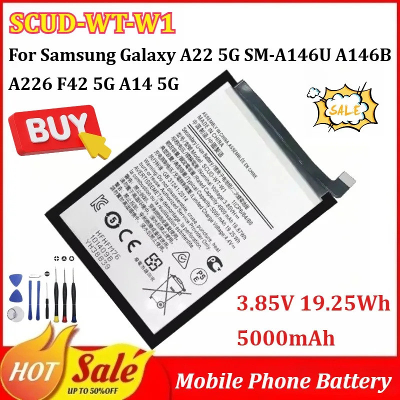 ใหม่ SCUD-WT-W1 3.85V 19.25Wh 5000mAh แบตเตอรี่โทรศัพท์มือถือสําหรับ Samsung Galaxy A22 5G SM-A146U 