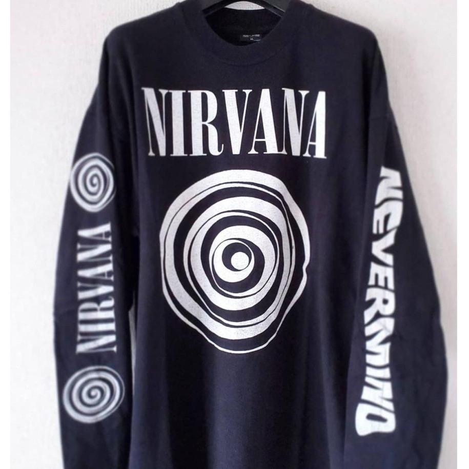 Niche No Nirvana Collision Band ที่ระลึกแขนยาว Vortex Art พิมพ์ผ้าฝ้ายแท้ผู้ชายผู้หญิงสไตล์เดียวกัน 