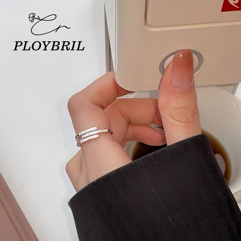 PLOYBRIL แหวนนิ้วชี้ทรงเรขาคณิต ดีไซน์เรียบง่าย แหวนบุคลิกภาพ สำหรับผู้หญิง J035