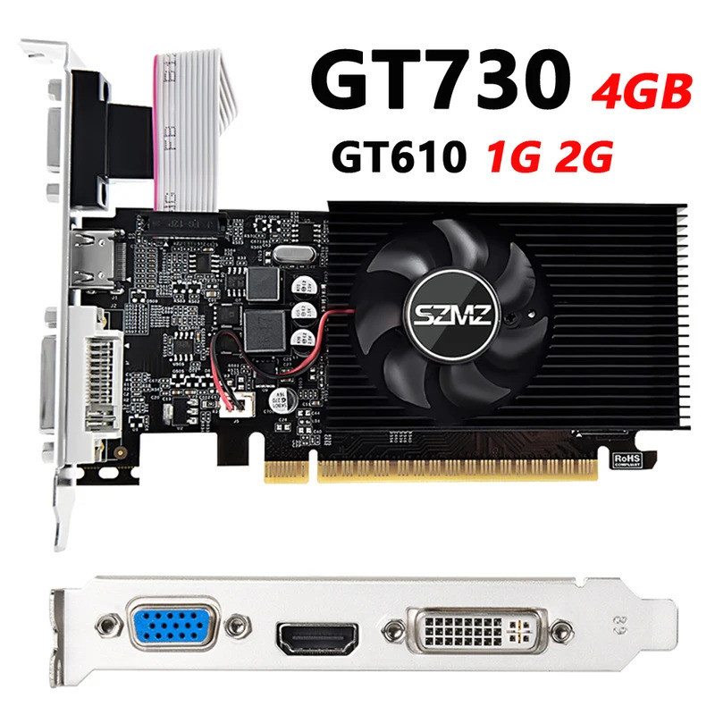 GT730 4GB DDR3 128Bit กราฟิกการ์ดพอร์ต HDMI VGA DVI PCI-E2.0 16X คอมพิวเตอร์กราฟิกการ์ด GT610 1G 2G 