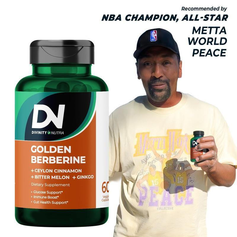 DN 4-in-1 Golden Berberine อาหารเสริม Ceylon Cinnamon Bitter Melon Ginkgo 1500mg, การสนับสนุนน้ําตาล