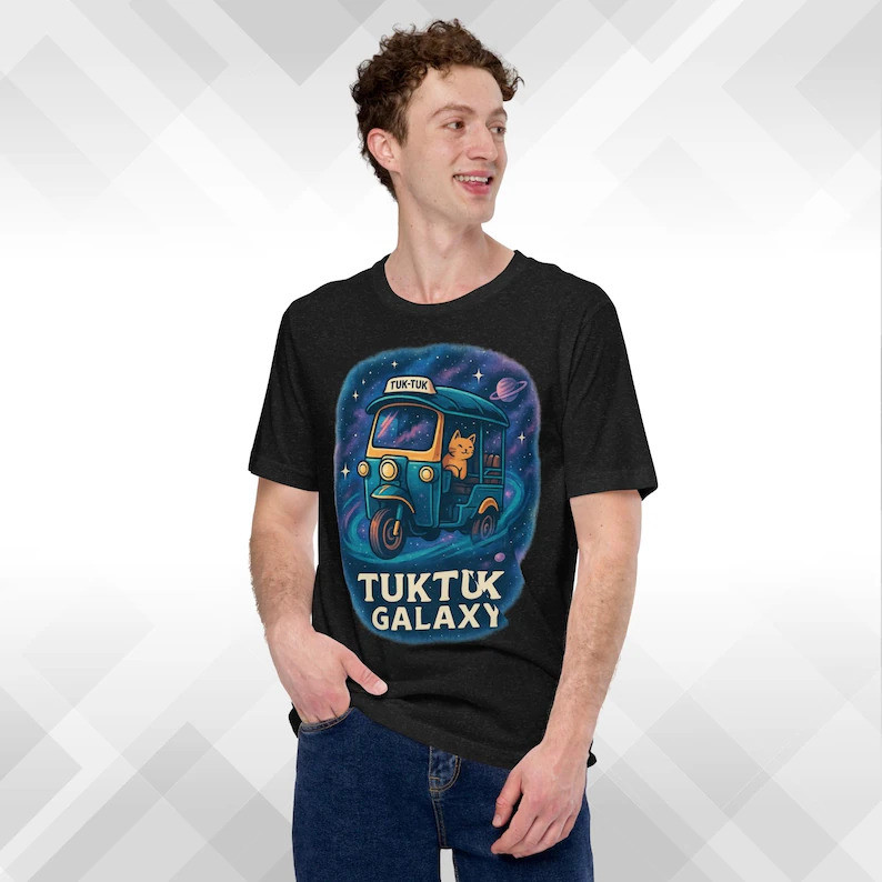 TukTuk alaxy T-Shirt – Cosmic Cat TukTuk Tee | Retro Thai Space Shirt | Perfect ift for Dreamers & T