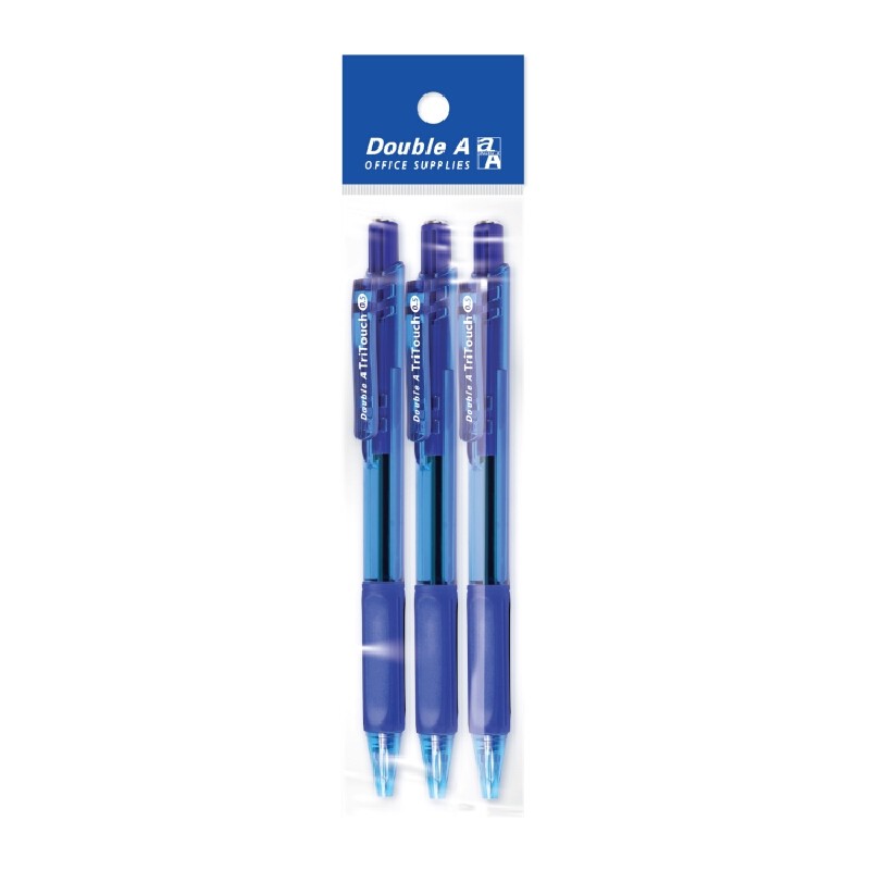 ปากกาลูกลื่น Double A TriTouch 0.5มม.น้ำเงิน(แพ็ค3ด้าม)