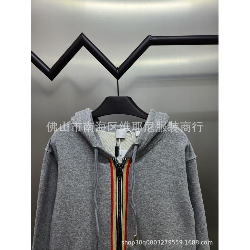 9G6U Paris Home ** BLCG Striped Zipper Hoodie Heavyweight Simple College Sports Sweatshirt Jacket