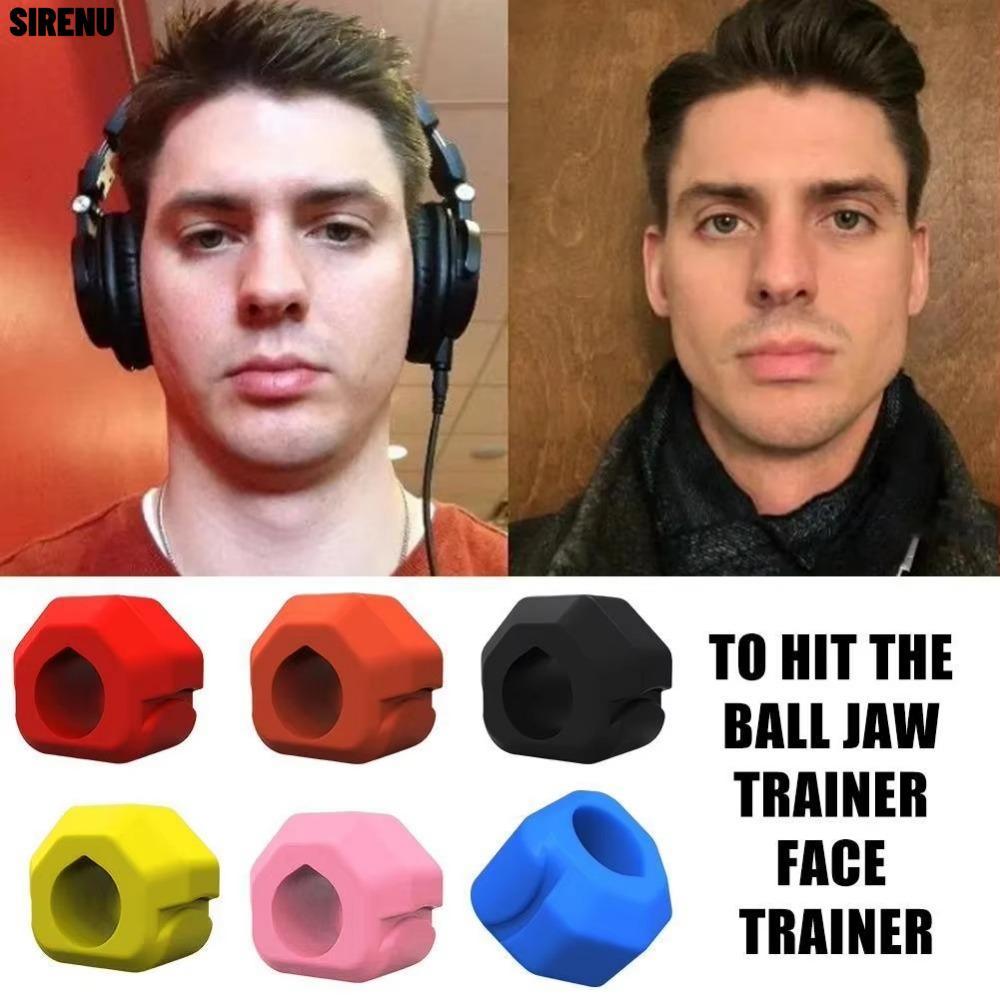 SIRENU Jaw Trainer, ซิลิโคน BPA ฟรี Jawline Exerciser Shaper Anti-stress Gum เม็ดลูกนวดกล้ามเนื้อใบห