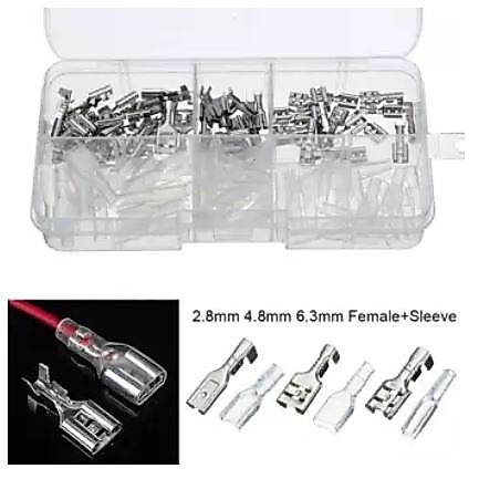 ขั้วต่อหางปลาพร้อมปลอก 2.8mm 4.8mm 6.3mm Crimp Terminals 120 ชิ้น