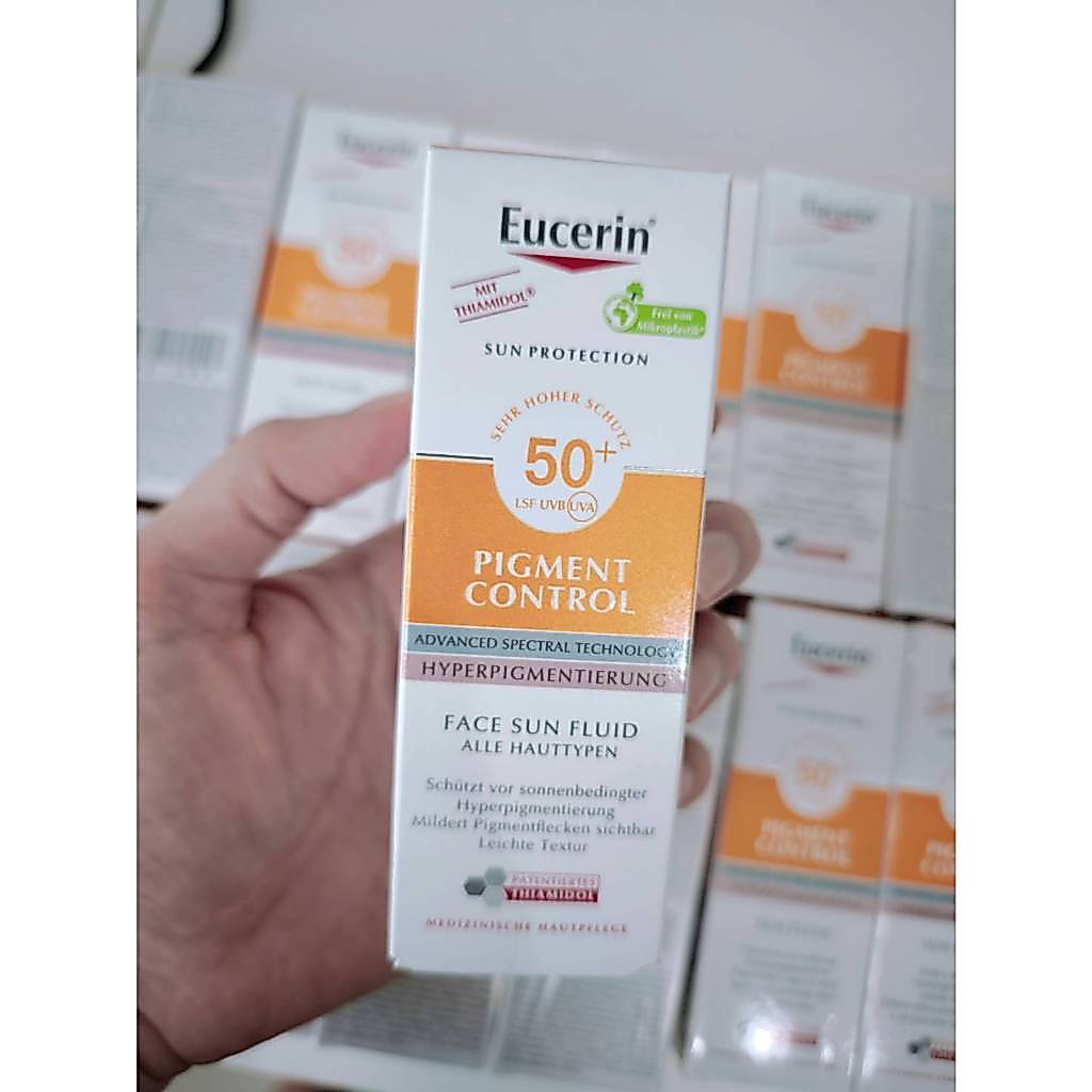 พร้อมส่ง💯 [EXP.2027-2028] แพ็คเกจยุโรป Eucerin Pigment Control Sun Fluid SPF 50+ 50ml ลดจุดด่างดำ กระ ฝ้าแดด ผิวหมองคล้ำ