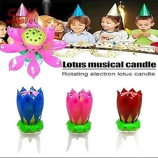 SLM 360rotating Birthday Candle Romantic Pink Will Bloom Beautiful Lotus Shaped Candle