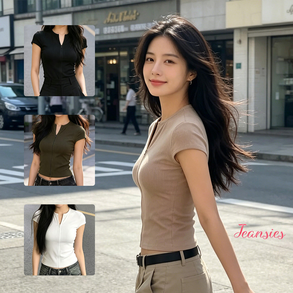เสื้อยืดคอวีผู้หญิง เนื้อผ้าลินินผสม นุ่มละมุนตา