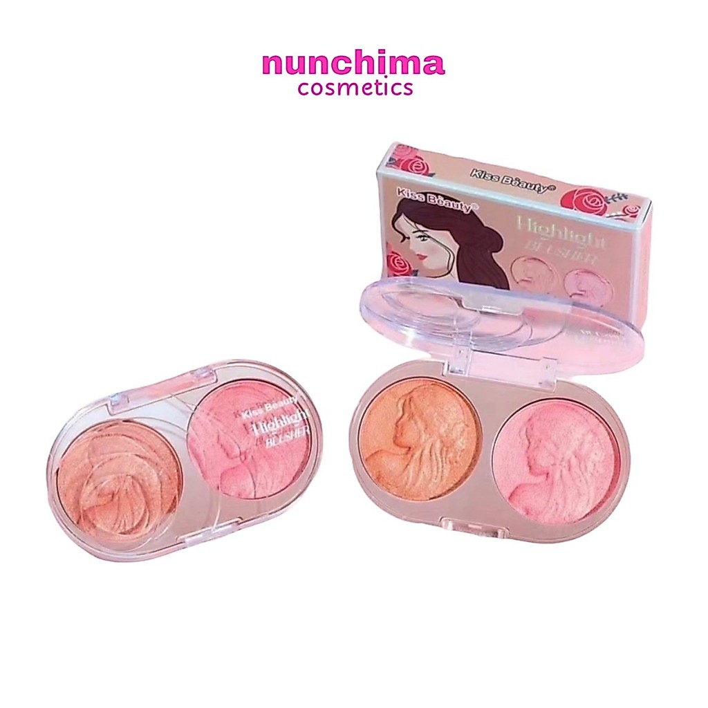 KISS 83247-03 Kiss Beauty Highlight Blusher คิสบิวตี้ ไฮไลท์ บลัชเชอร์ ปัดแก้ม 2 ช่อง