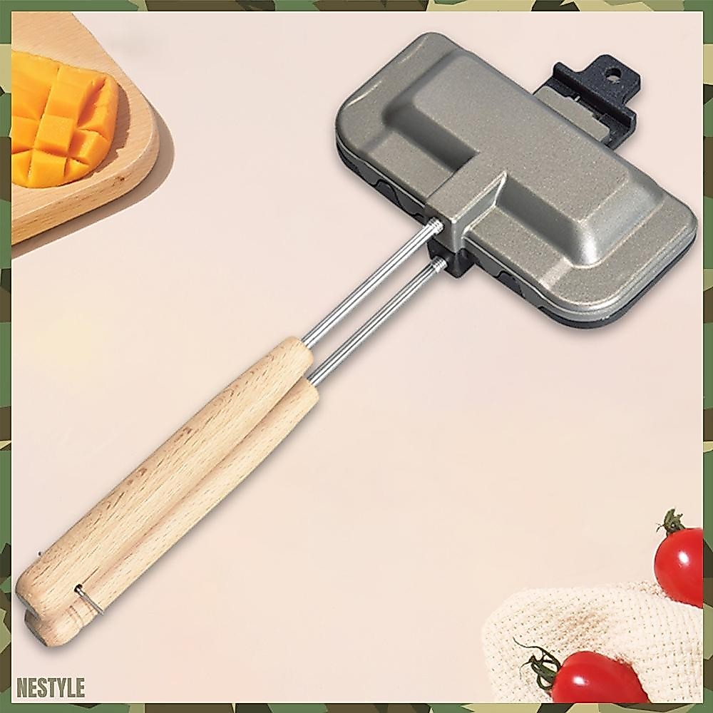 ส่งจากกรุงเทพ กระทะย่างแบบพลิกได้ Nonstick Bacon Ham Skillet พร้อมเครื่องครัวในบ้านด้ามยาว [newstyle.th]