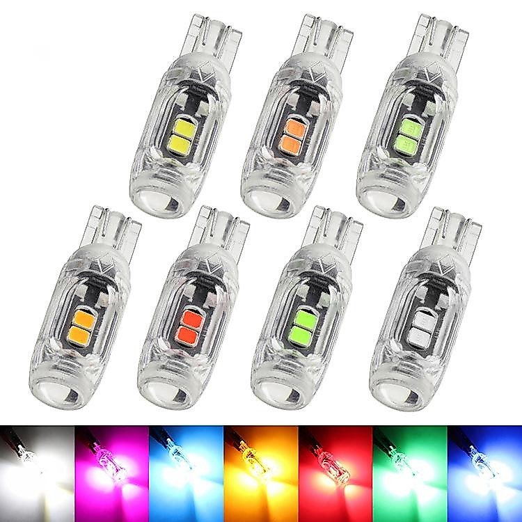 ใหม่ 2025! LED หลายสี (แฟลชสว่างมาก) ไฟหรี่ ไฟส่องป้ายทะเบียน ไฟส่องแผนที่ T10 5SMD  Car รถยนต์