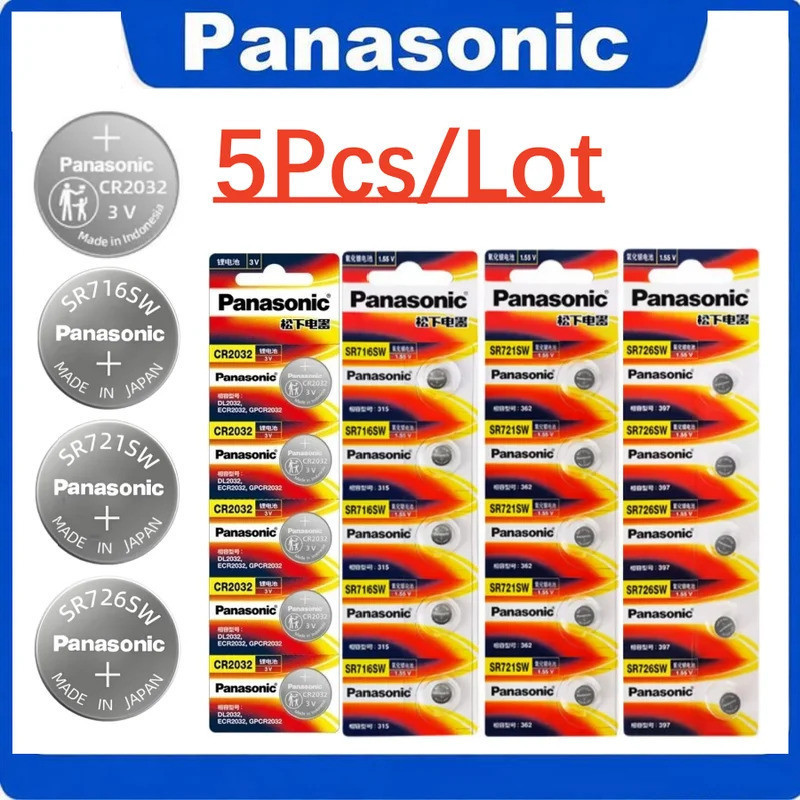 5 ชิ้น Panasonic แบตเตอรี่เดิม SR716SW 315 SR721SW 362 SR726SW 397 CR2032 สําหรับนาฬิกาเครื่องคิดเลข