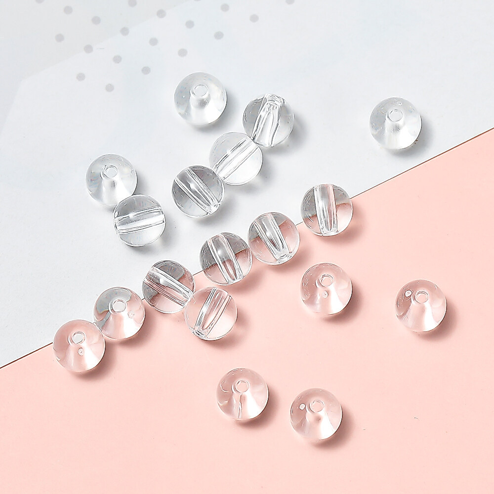 Kunkka ลูกปัดอะคริลิค8มม. 100ชิ้น20ชิ้นวงกลมโปร่งใสลูกปัดสำหรับเครื่องประดับอัญมณี