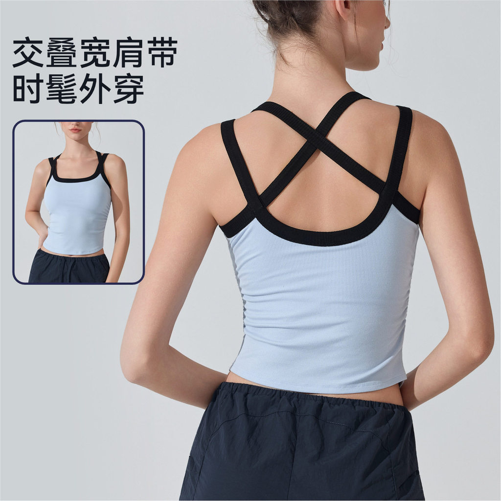 Lulu Same Style Original Factory Fitness Beautiful Back Sports Vest Skinny Sling Cross Slim-fit Runn