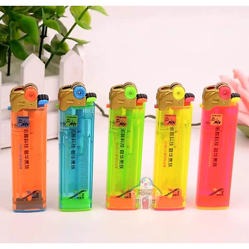 ไฟแช็ค ไฟลอย สีใส (คละสี 1 ชิ้น) แบบเติมแก๊ส
