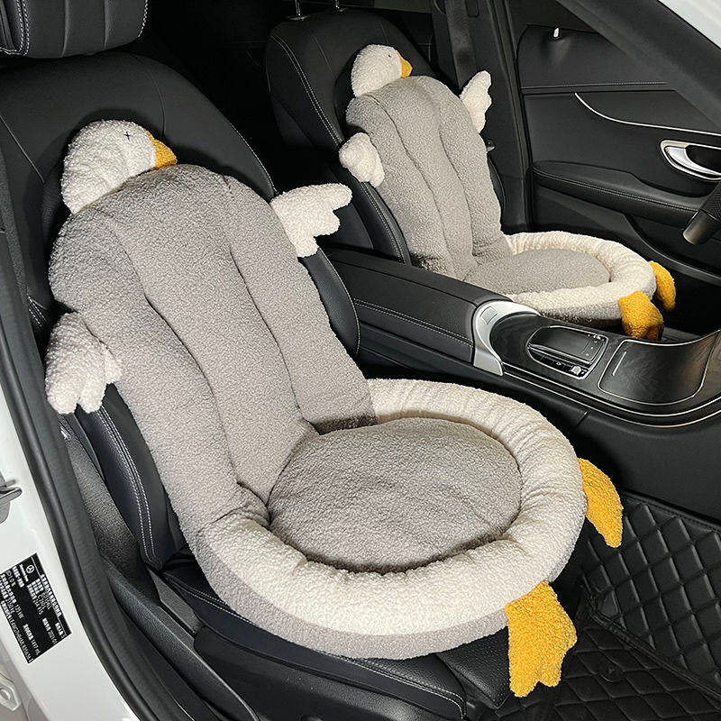 Car Plush Cushion Universal Seat Cushion Lumber Pad One-Piece Big White Geese Lumbar Pillow Cushion 