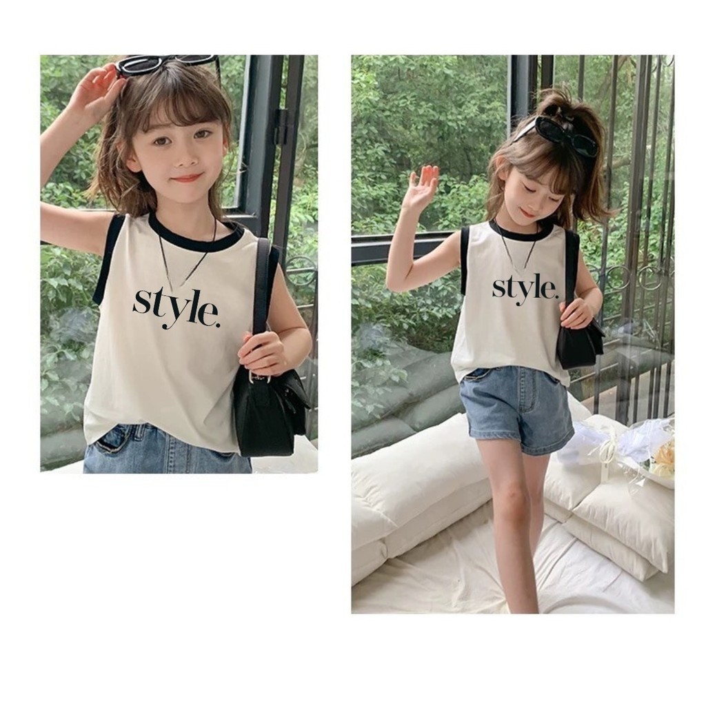 เสื้อกล้ามแขนกุดฤดูร้อนสําหรับเด็กอายุ2-12ปีปลอมดีไซน์พิมพ์ลายสไตล์เกาหลีน่ารักลําลองและมีสไตล์สําหรับเด็กผู้หญิง - รูปที่ 5