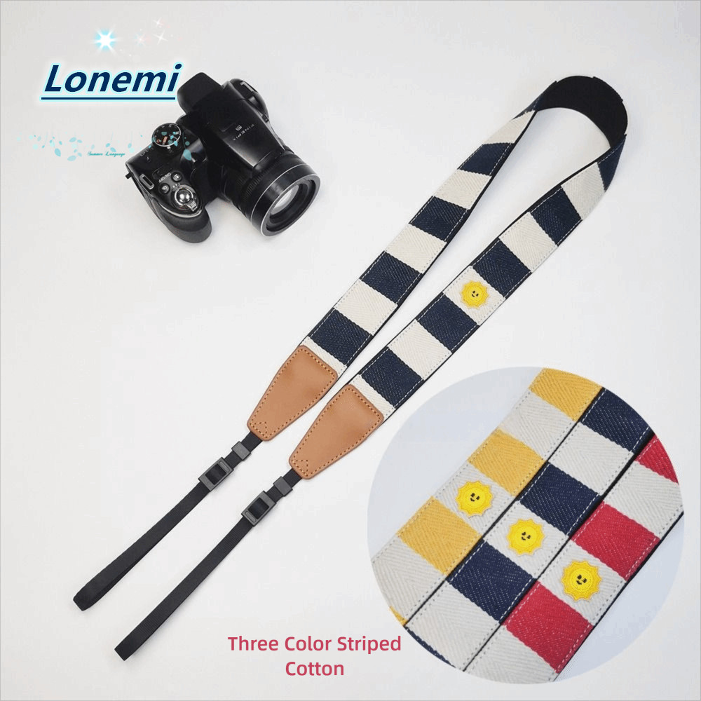 LONEMI Micro Single Strap, Bohemian Style Striped Cotton Camera Shoulder Strap, Adjustable SLR Camer