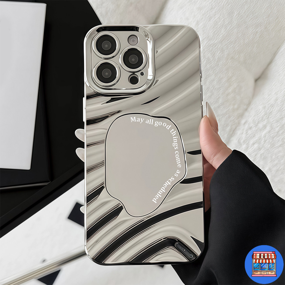 สต๊อกไทย เคสสำหรับไอโฟน13 สร้อยข้อมือ หรูหรา เคสกระจกลายหยัก For iPhone12 13 14Pro PROMAX 16 15PLUS 