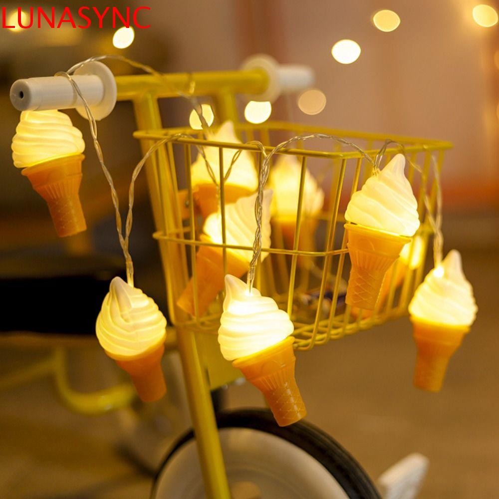 LUNASYNC สายไฟไอศกรีม, แซนวิช 2M 10LED สายไฟเบอร์เกอร์ Led, ไฟนางฟ้ากันน้ําแสงอบอุ่นการ์ตูนวันหยุดโคมไฟตกแต่งสวน
