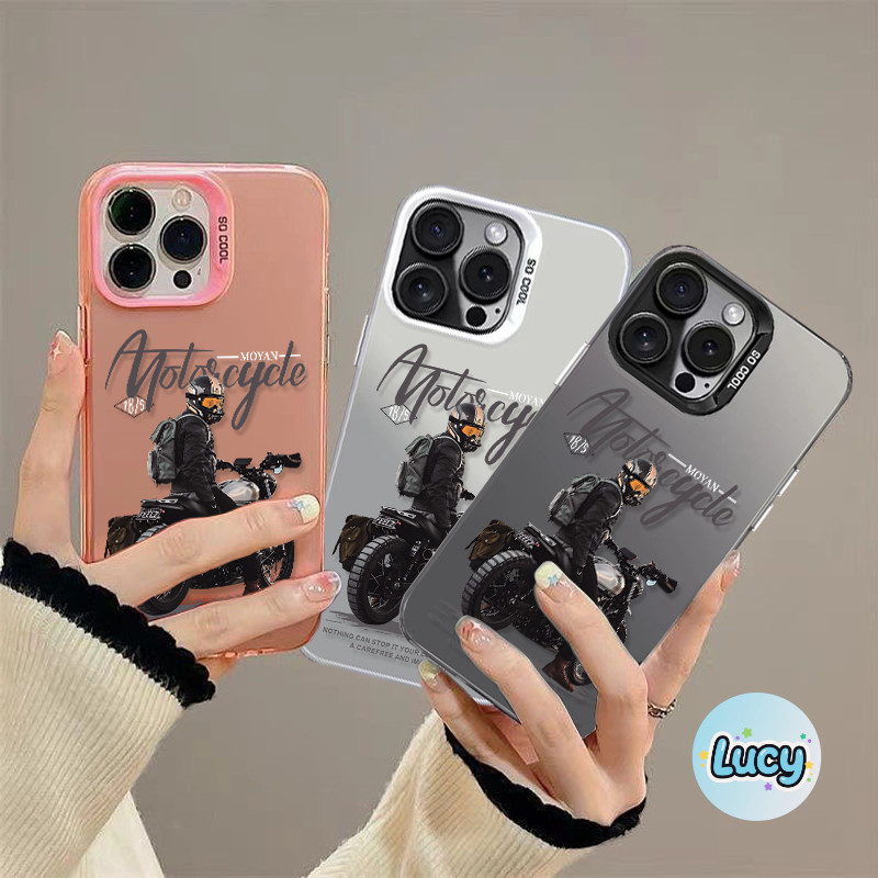 Lucy เคสมือถือลายมอเตอร์ไซค์บอยสุดสร้างสรรค์ ไอโฟน11 For iPhone 12 13 14 15 16 Pro MAX X XS XR XS 6 7 8Plus SE2020